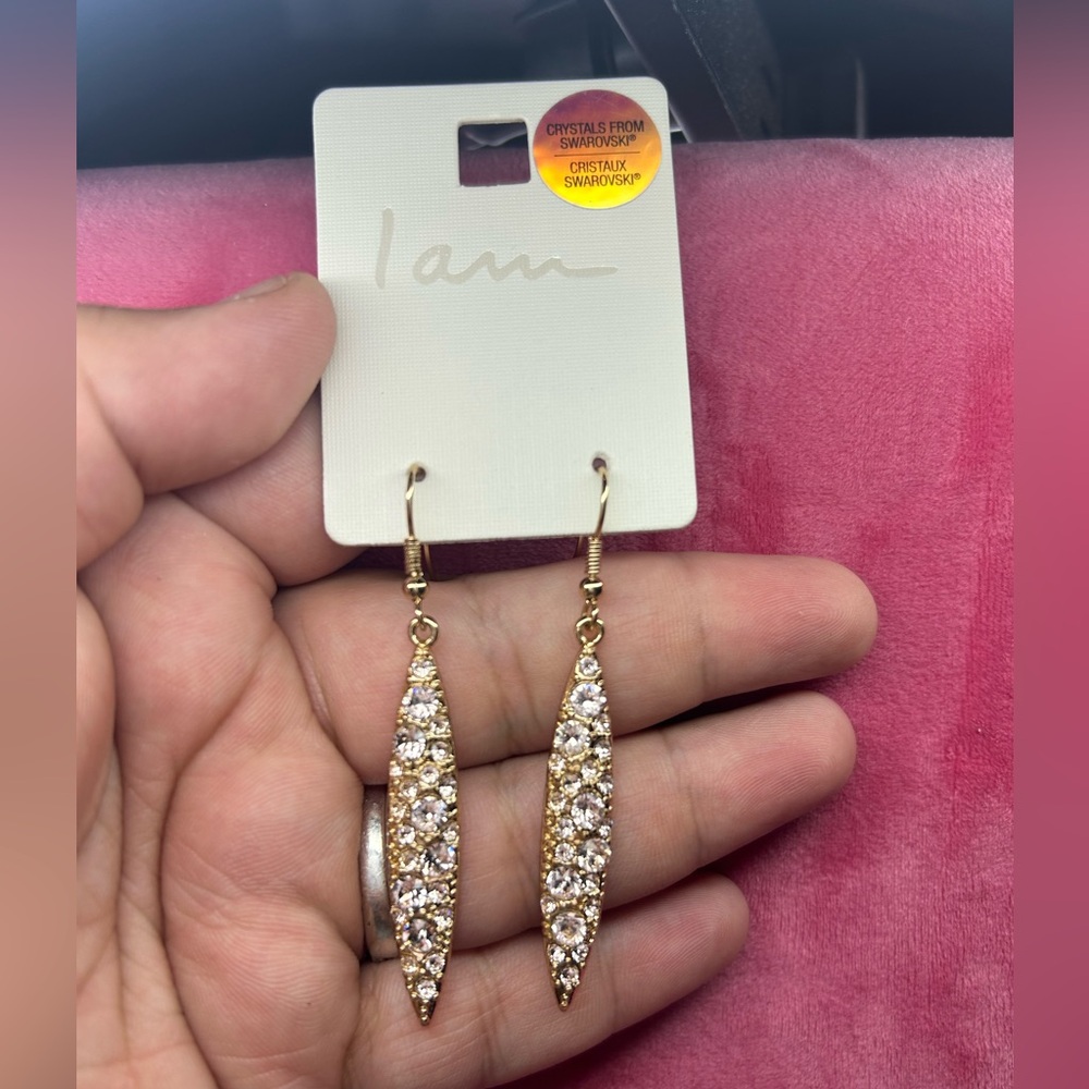 Gold and Silver Dangle Earrings with Swarovski crystals